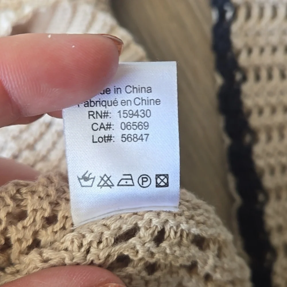 Elan Crochet Loose Knit Button Down Grandpa Sweater